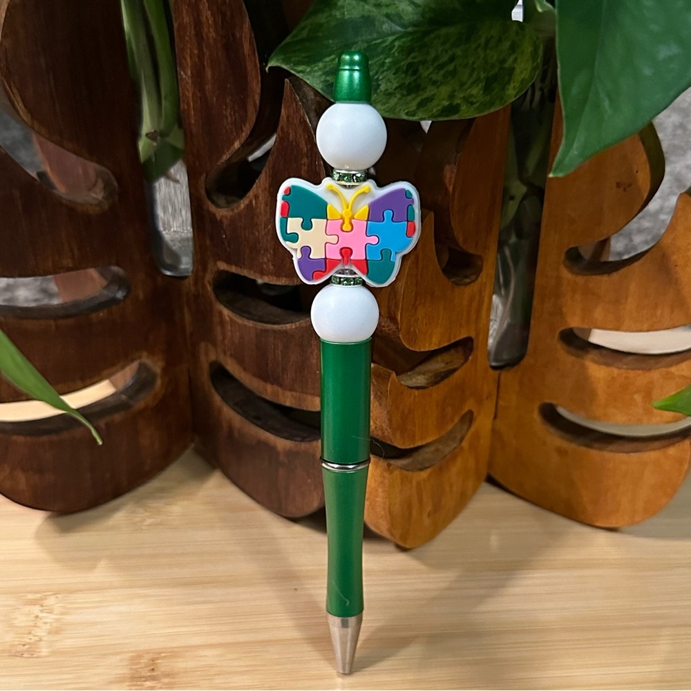 Autism Awareness‎ Pen 🧩 Handmade Silicone Beads + Extra Ink Refill